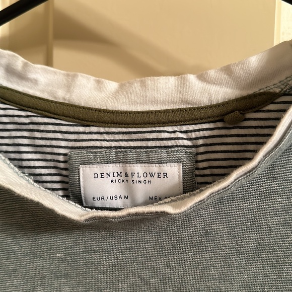 Men’s sea foam green striped T-shirt - Picture 2 of 2